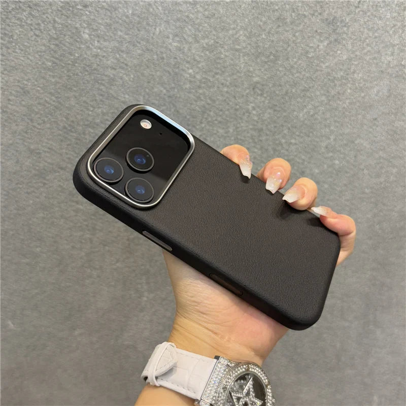Solid Color PU Leather for Magsafe Case For iPhone 17Air 17Pro 17Pro Max Active Touch Camera Button Lens Protection Cover