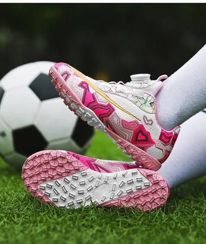 Football Boots Society Futsal TF Pink Soccer Tennis Shoes Sports