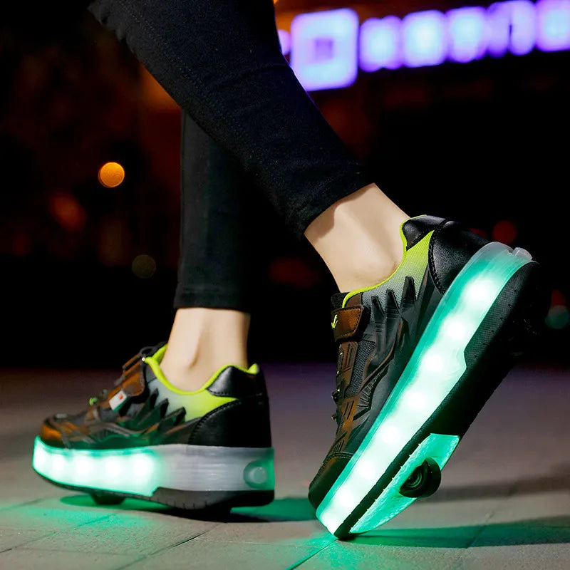 Kids Roller Skate Shoes Led Light Boys Girls Sneakers with 2 Wheels Sport Sneakers