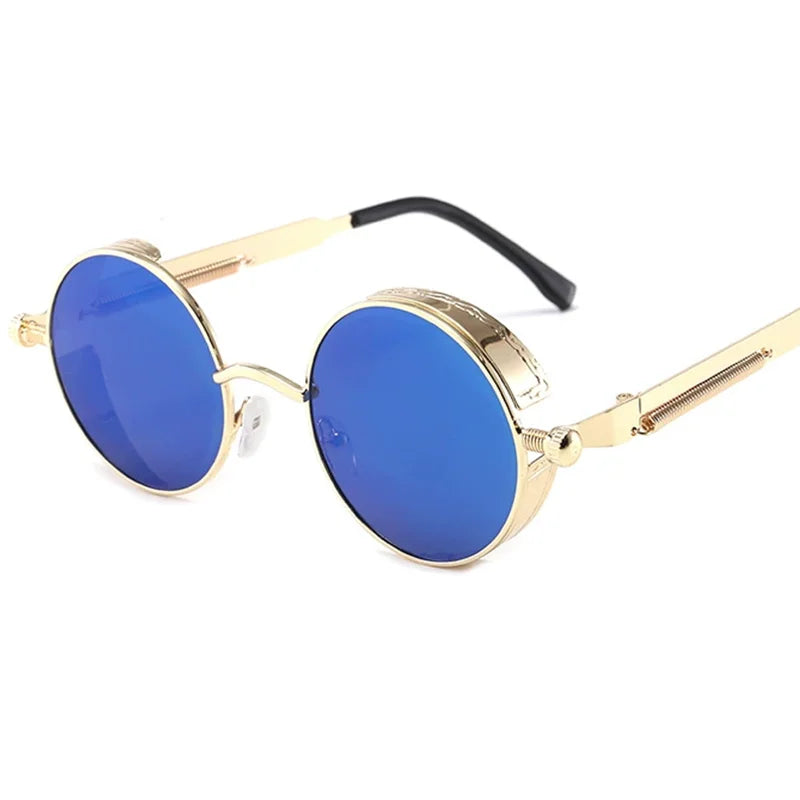 Classic Gothic Steampunk Sunglasses Luxury Brand Designer High Quality Men and Women Retro Round Metal Frame Sunglasses UV400
