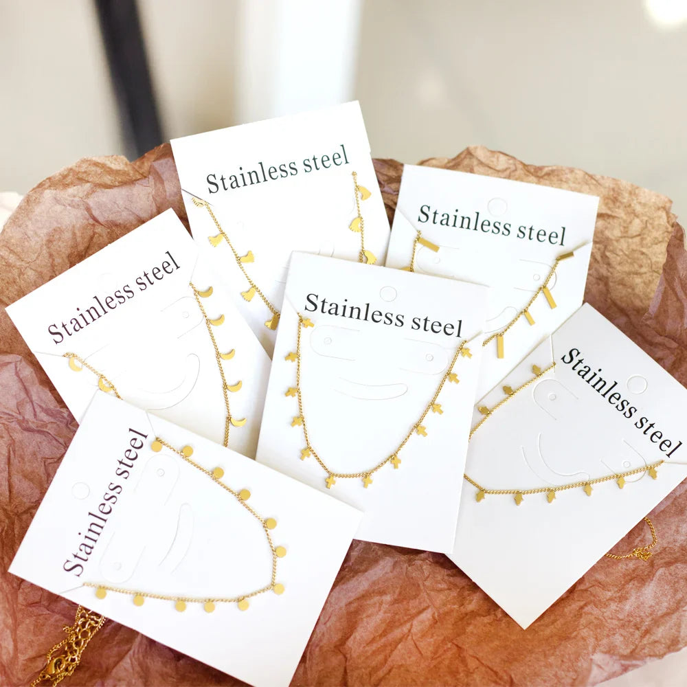 LUXUKISSKIDS Woman Collier бижутерия Golden Chains Necklaces Bohemia Star Heart Elegant Stainless Steel Jewelry Trendy