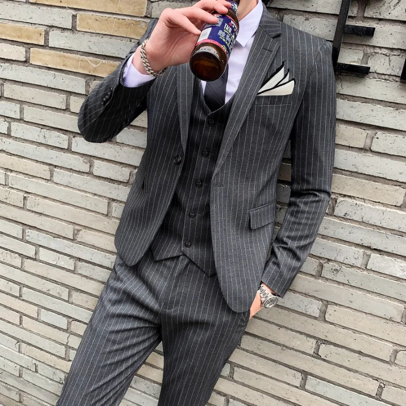 Tuxedo for Mens: Striped Suit Jacket Men's Suit Suit Men's Slim Tuxedo
