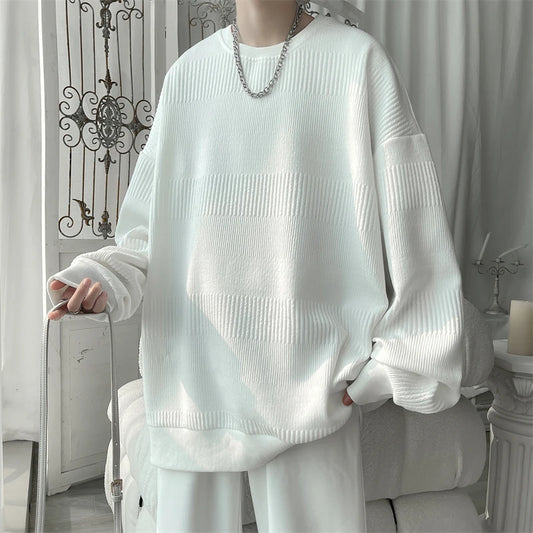 Hoodies Jacquard Sweatshirt Mens White Pullover Streetwear Casual Fashion Clothes