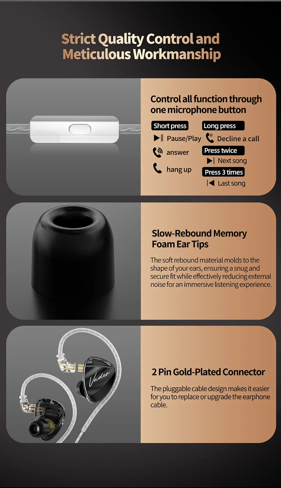 KZ Vader In Ear Monitor, HiFi Headphone, Customisable Headphone Switch Adjustment, Zobel Network Headset Design