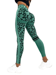 Women Leopard Seamless Yoga Pants High Waist Lifting Hip Honey Peach Hip Fitness