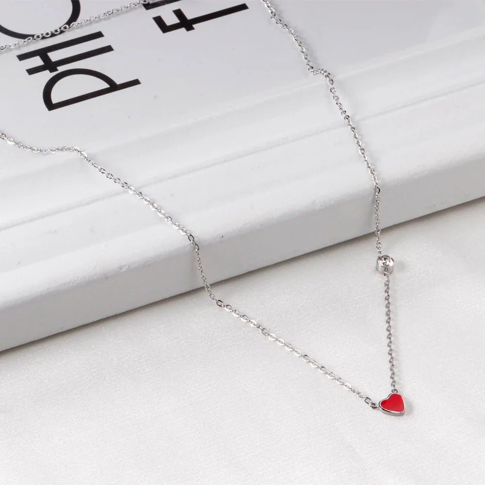 LUXUKISSKIDS Heart Star Moon Pendant Necklaces Tiny Charms Stainless Steel Choker Women/Girls Y2K Sweater Boho Jewelry Collares
