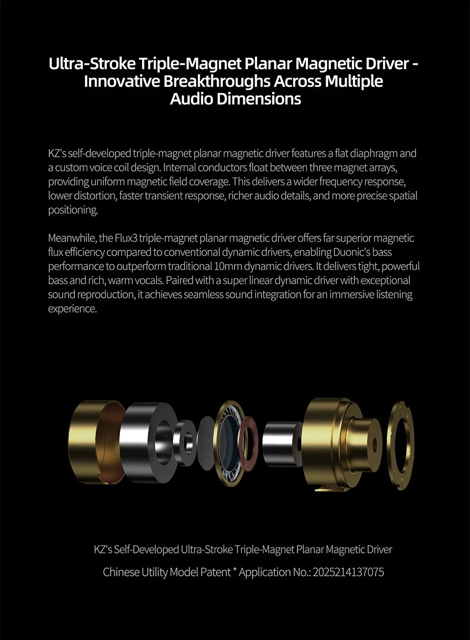 KZ Duonic HIFI IEMs Triple-Magnetic Planar Driver 4-Tuning Wired Earphones with HD Dual Mic For castor pro