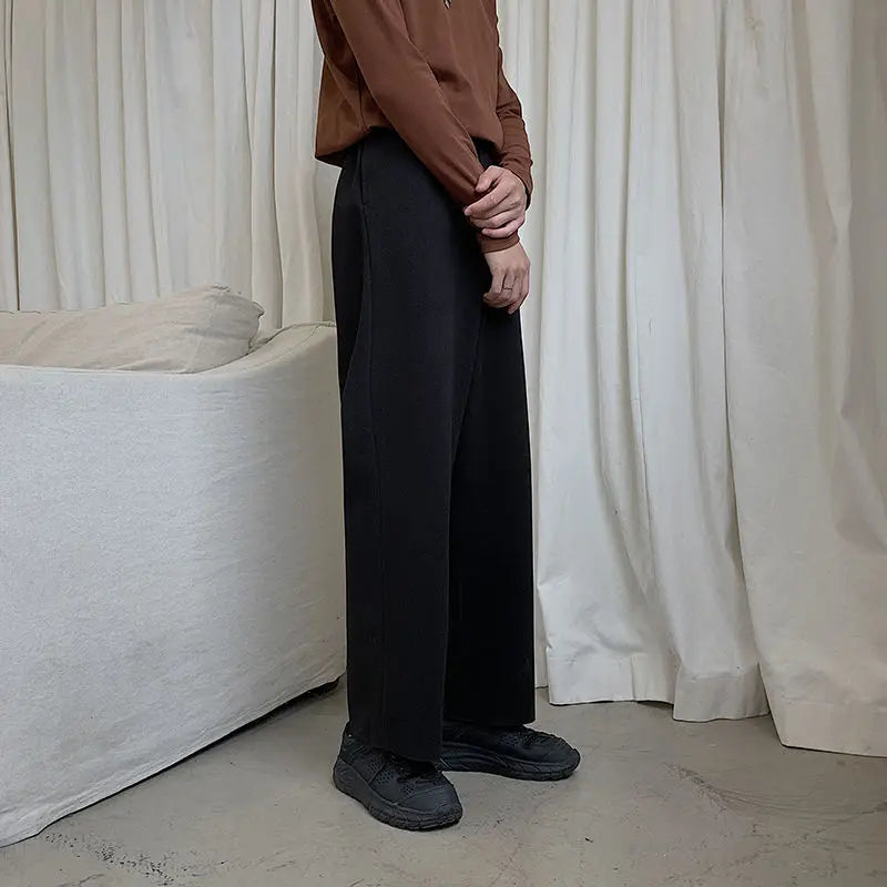 Thick Woolen Pants Men Warm Fashion Cotton Black/Brown Suit Pants Men Loose