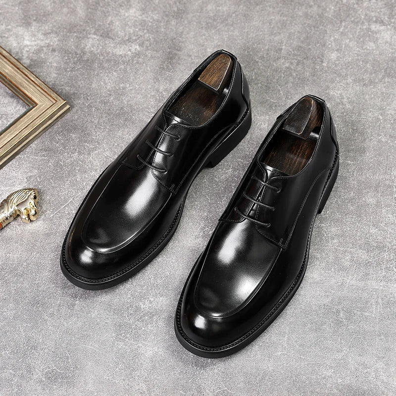 HKDQ Genuine Leather Wedding Dress Shoes Men Black Business Shoes Lace Up Formal Luxury Elegant Party Oxford Shoe Size 11 12