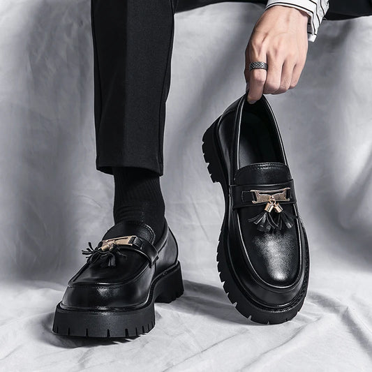Men's Luxury Platform Leather Oxford Formal Leather Shoes Men Fashion Trend Handmade Men's Moccasins Casual Mens Hot Sale Shoes