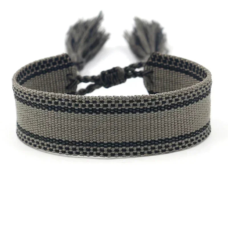 Ethnic Personality Braided Fabric Bracelet for Women Bohemian Adjustable Bracelet Handmade Wrist Bracelet Tassel Fashion Jewelry