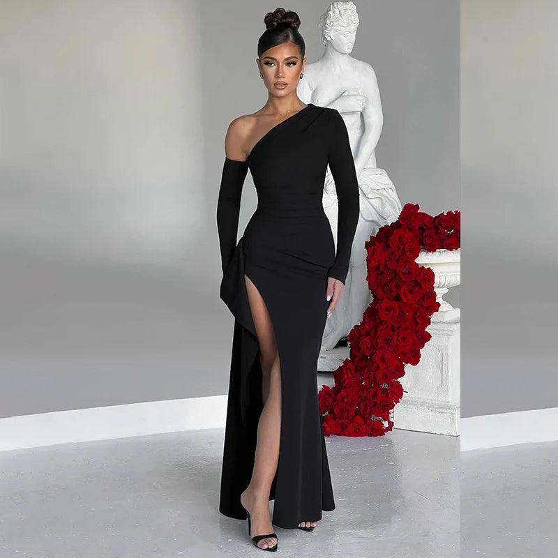 Evening wear Dresses: off Shoulder High Slit Evening Dress Elegant