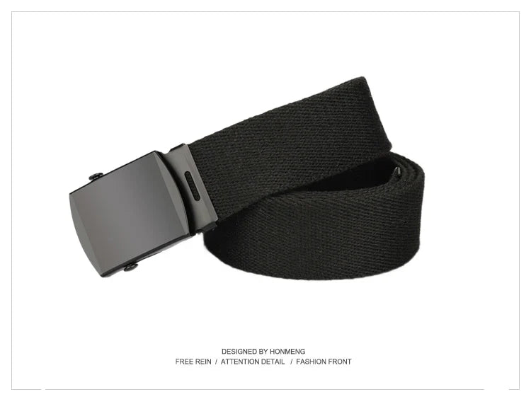New Unisex Automatic Buckle Fashion Nylon Belt Classic Popular Casual Light Practical Woven Smooth Women Men Canvas Belt 3.8cm