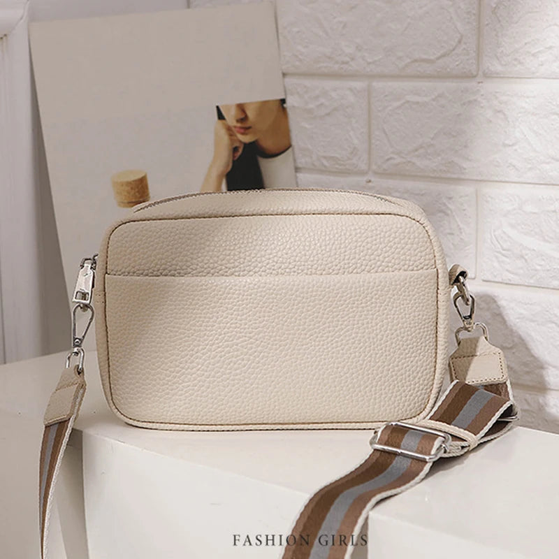 Solid Color Multi-layer Women Sling Crossbody Bag Vintage PU Leather