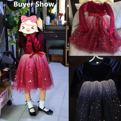 Children Girls Dress Red Christmas Spring Long Sleeved Dresses for Kids