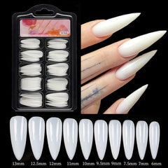 100Pcs/box Quick Extension Full Cover Fake Nails Clear White Water Drop Coffin False Nails Tips Finger Extension Nail Art Mold