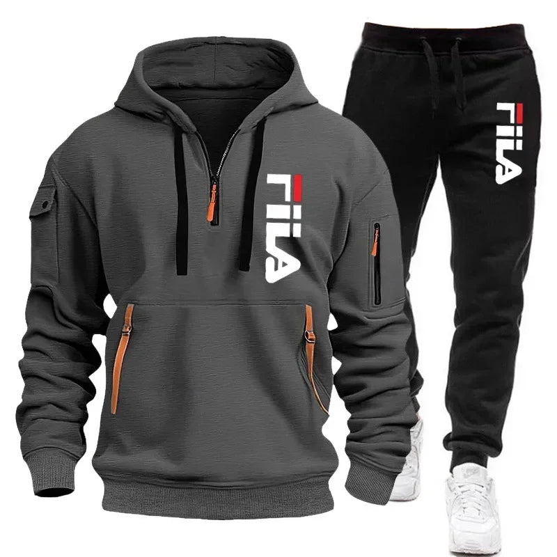 Two sets of 2025 new fashionable men's sportswear, a zippered hooded sweatshirt and sweatpants, for casual fitness and jogging
