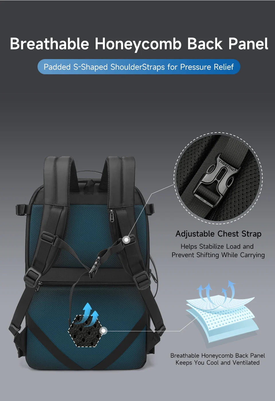 Tigernu Vacuum Compression Backpacks Men Travel Backpack Expandable USB Bag Large Capacity 17 Laptop Bags For Schoo Cabin Bags