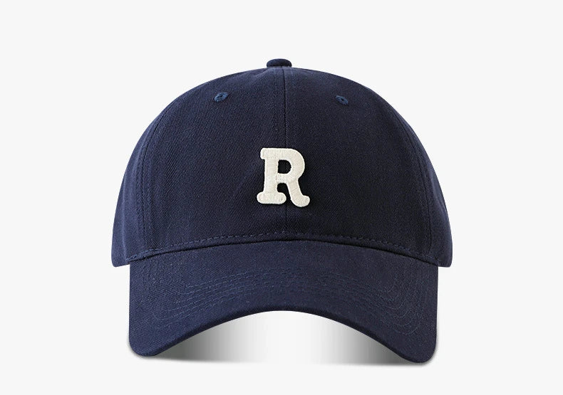 Large Head Circumference Baseball Cap Men's and Women's Dome Hat Soft Top Cap 60/65cm Sun Protection  Letter R Hat Adult Caps