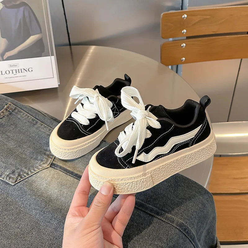 Boys Girls Canvas Shoes Baby Big Children Biscuit Bottom Breathable