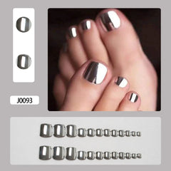 24pcs/set Fake Toenails Full Cover Short Square Toe Nails Foot Nails Tips for Women Girls