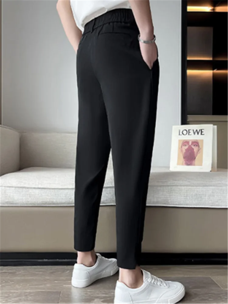 Elegant Casual Blazer Pants Men Korean Fashion Slim Formal Trousers Male Black Dress Pants Classic Suit Pants