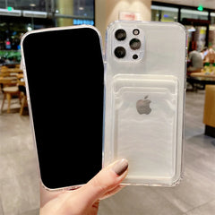 Shockproof Clear Soft Card Holder Wallet Case For iPhone 15 14 11 Pro Max 13 12 Mini XS XR 7 8 Plus Photo Pocket Silicone Cover