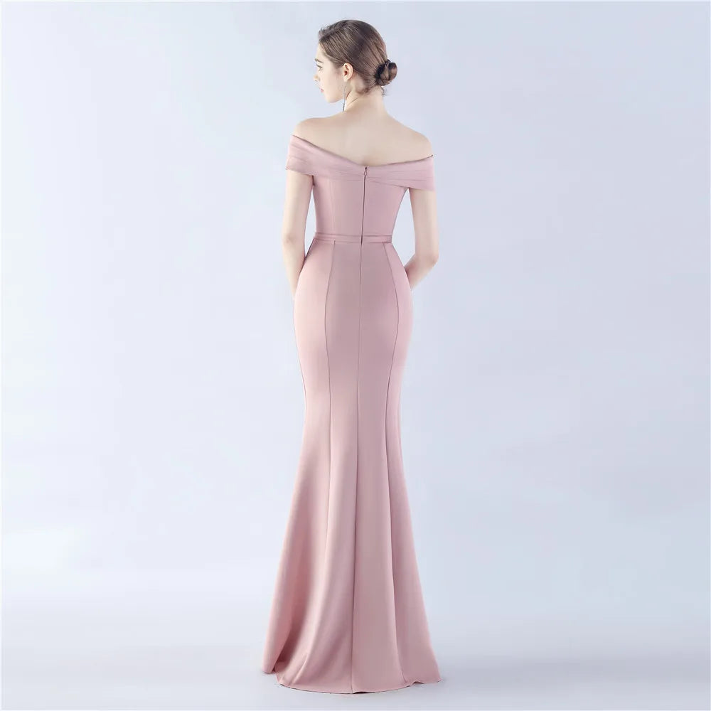 Homecoming Dresses: Women's Off Shoulder Evening Dress Long Soft Satin Formal