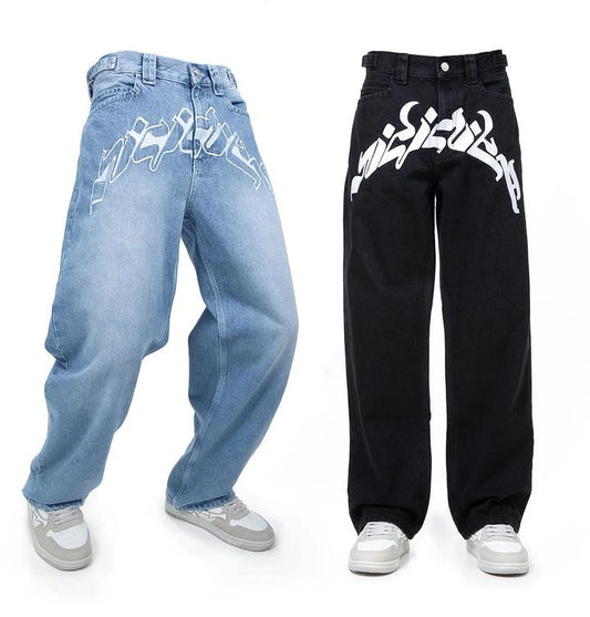 Baggy Jeans Harajuku Hip Hop Straight Wide Leg Pants Oversized Print Y2k