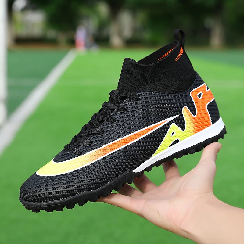 Professional Men High Ankle Football Boots Soccer Cleats TF/FG Training