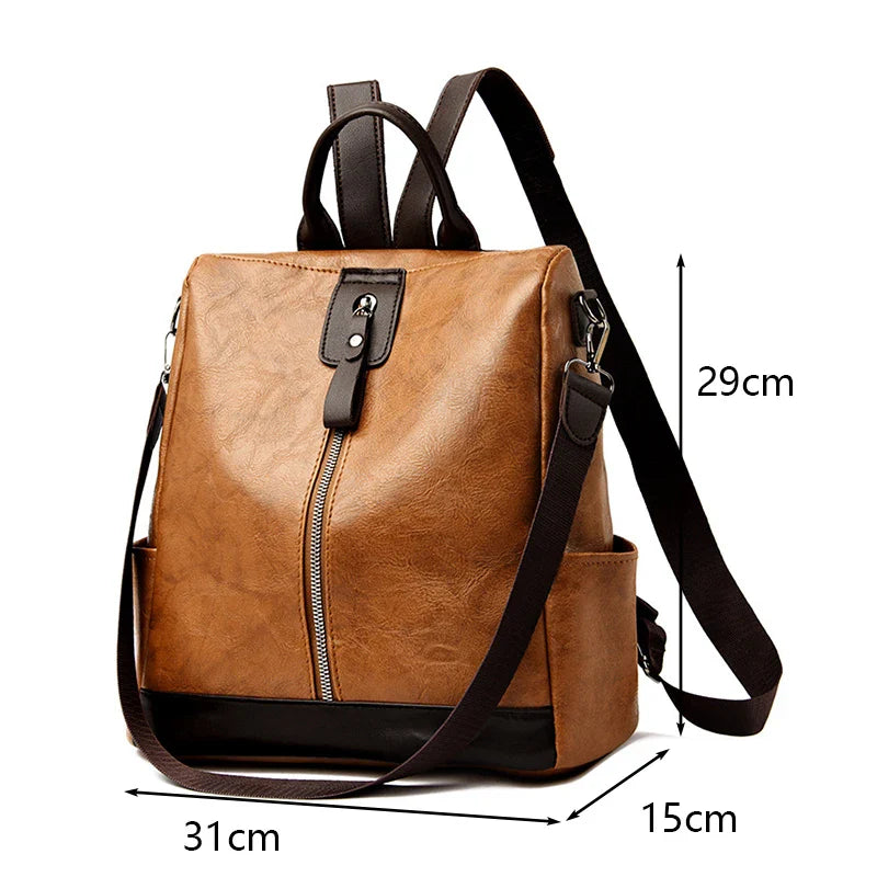 Female Backpack Multifunction PU Leather School Bag Women Shoulder Bag Travel Back Pack Mochila Feminina