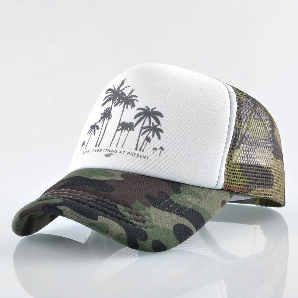 Trees Mesh Baseball Cap Summer Outdoor Snapback Sport Hats for Men