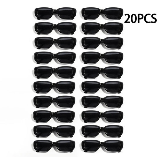 20PCS Vintage Black Square Sunglasses Woman Luxury Brand Small Rectangle Sun Glasses Female Gradient Clear Mirror Oculos De Sol