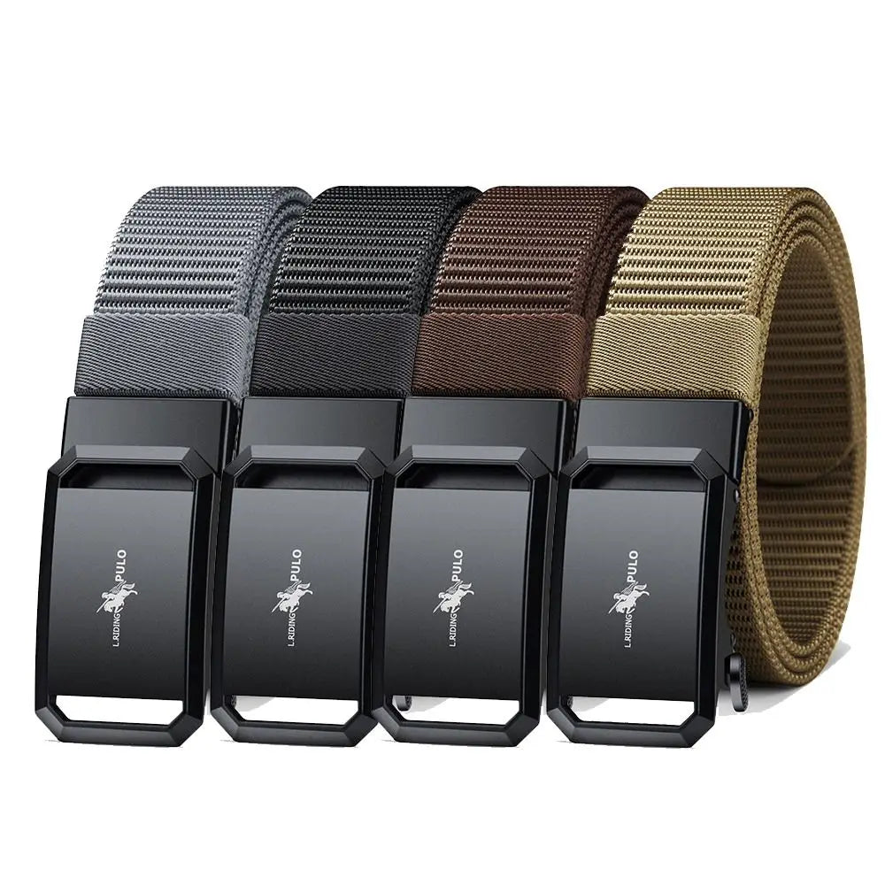 Men Business Belt Luxury Brand Quality Nylon Canvas Belt Black Automatic Buckle Belt Casual Simple Wild Style Trendy Jeans Belt