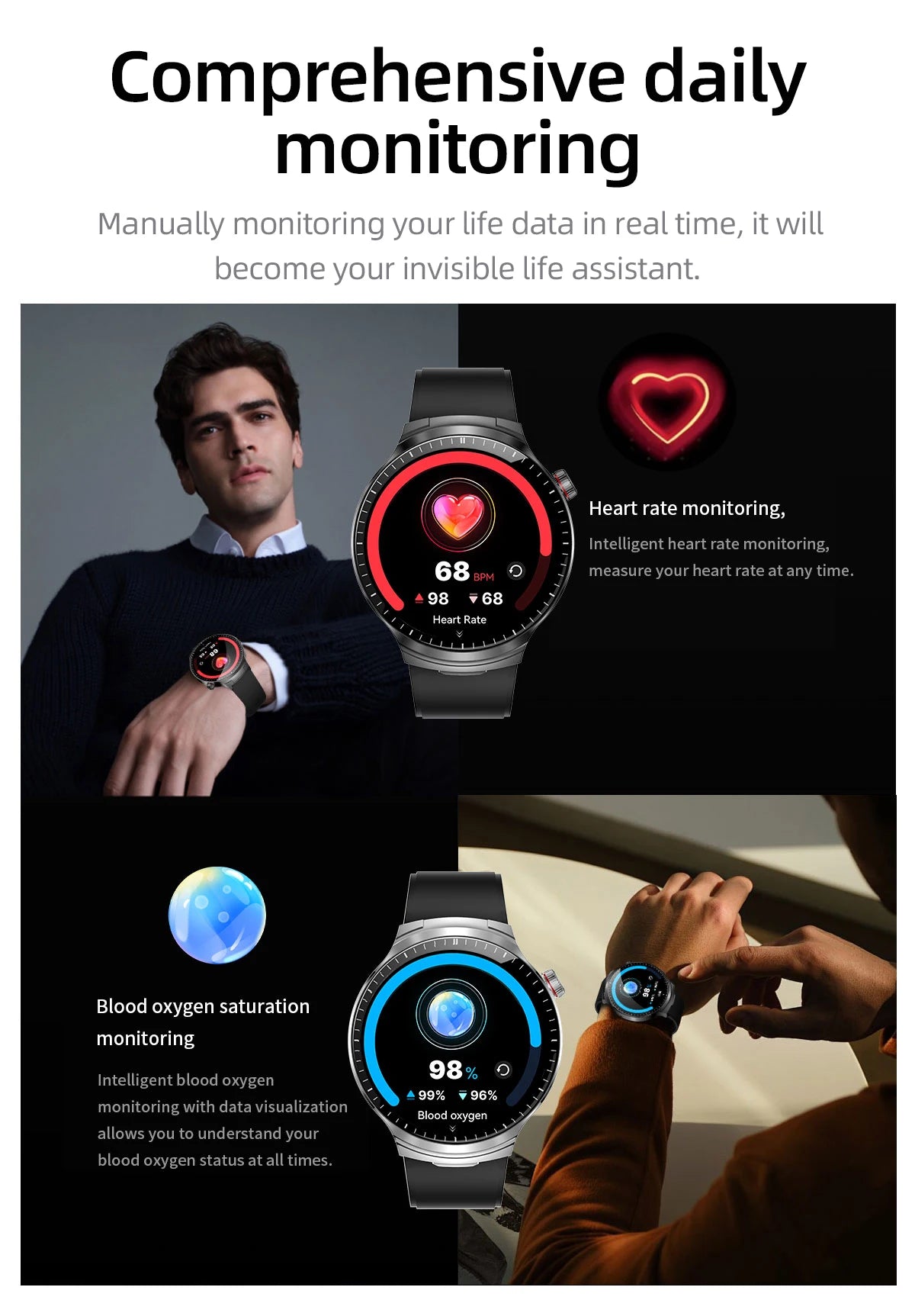 LIGE 2025 New TWS 2-In-1 Headset Smart Watch 1.85" Bluetooth Call Men Earphone Smartwatch Heart Rate Health Monitor Music Watch