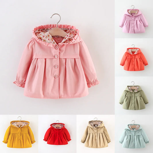 Baby Girl Jacket Autumn Long Sleeve Cotton Windbreak Hooded Jacket for Baby Girl