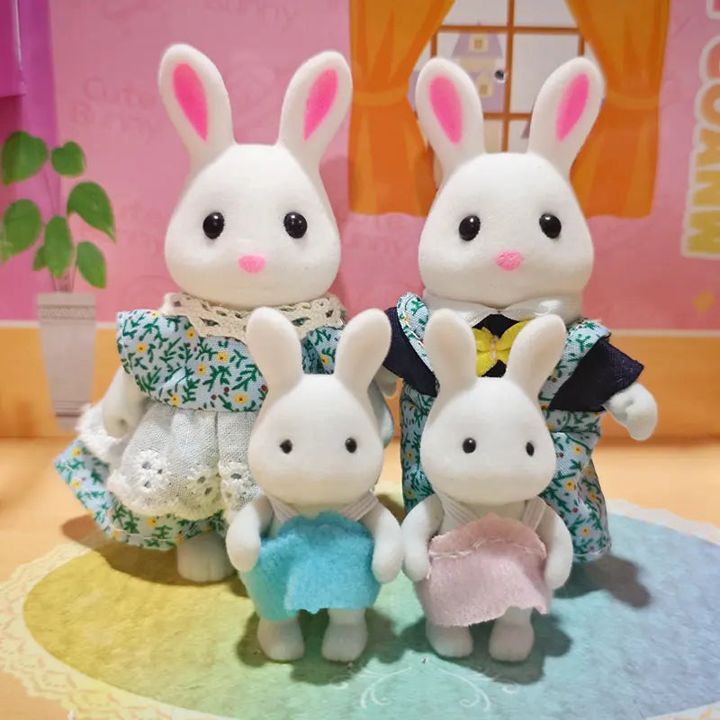 Forest Family Reindeer Rabbit Panda Animal Simulation Dollhouse Furniture Toy Set House Accessories Christmas Gifts for Kids