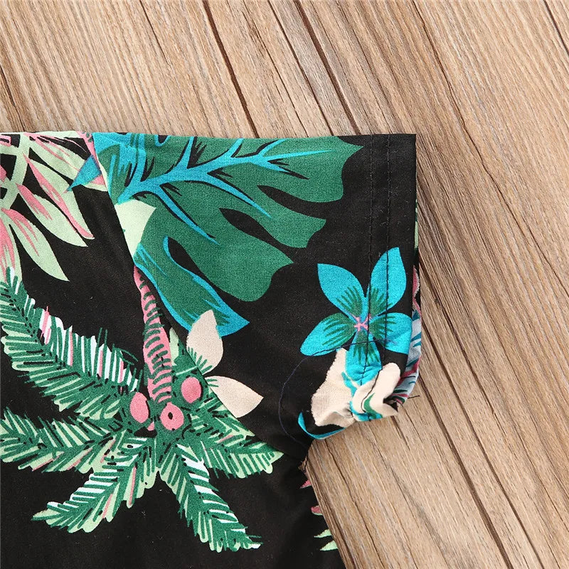 1-5years Baby Boys Summer Clothes Set Short Sleeve Turn-Down Collar Shirt Elastic Waistband Shorts Kids Boys 2pcs Outfits