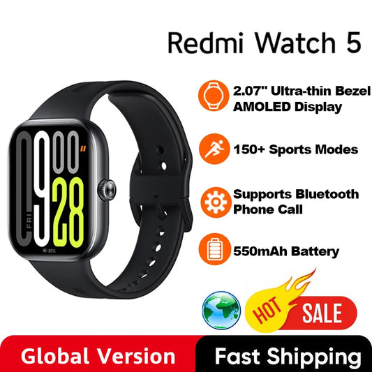 Global Version Redmi Watch 5 2.07" AMOLED display 150+ sports modes  550mAh Battery Heart Rate Blood Oxygen Monitor