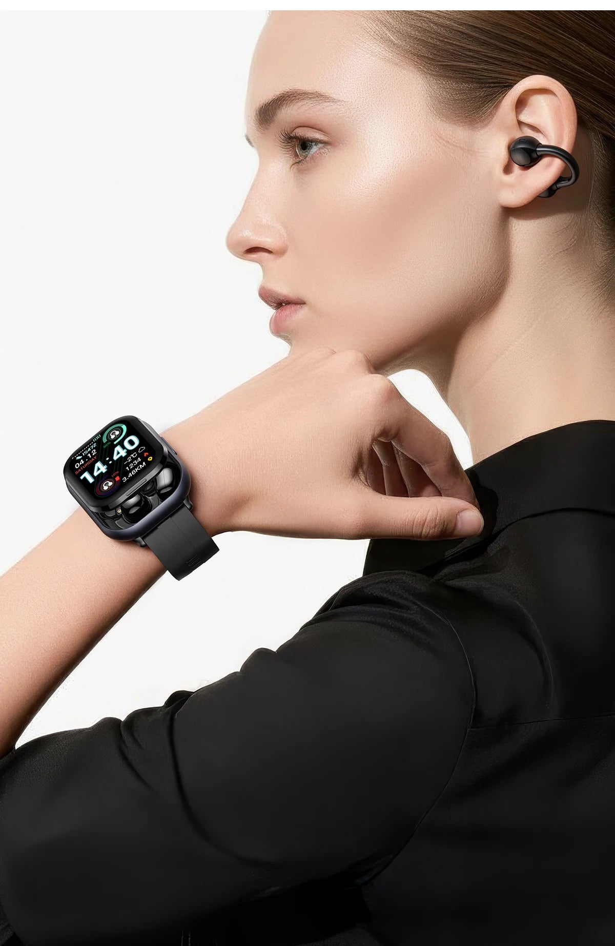 LIGE New Open-back Cip-on Headphones Smart Watch For Men Women 2.01” HD Screen Massive Watch Faces Bluetooth Call Smartwatches