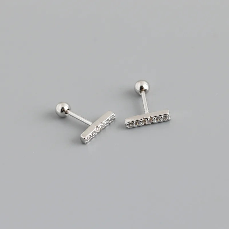 WANTME 925 Sterling Silver Fashion Korean Petal Screw Bead Stud Earrings for Women Charm Ear Bone Piercing Jewelry Accessories