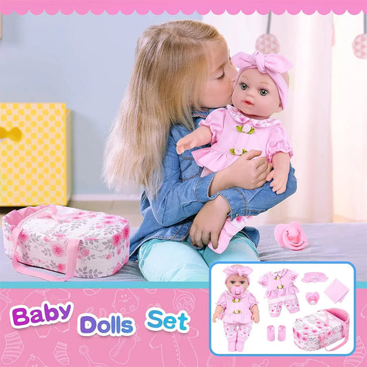 Simulation doll cute pink clothes with sleeping bag 30CM reincarnation doll girl gift