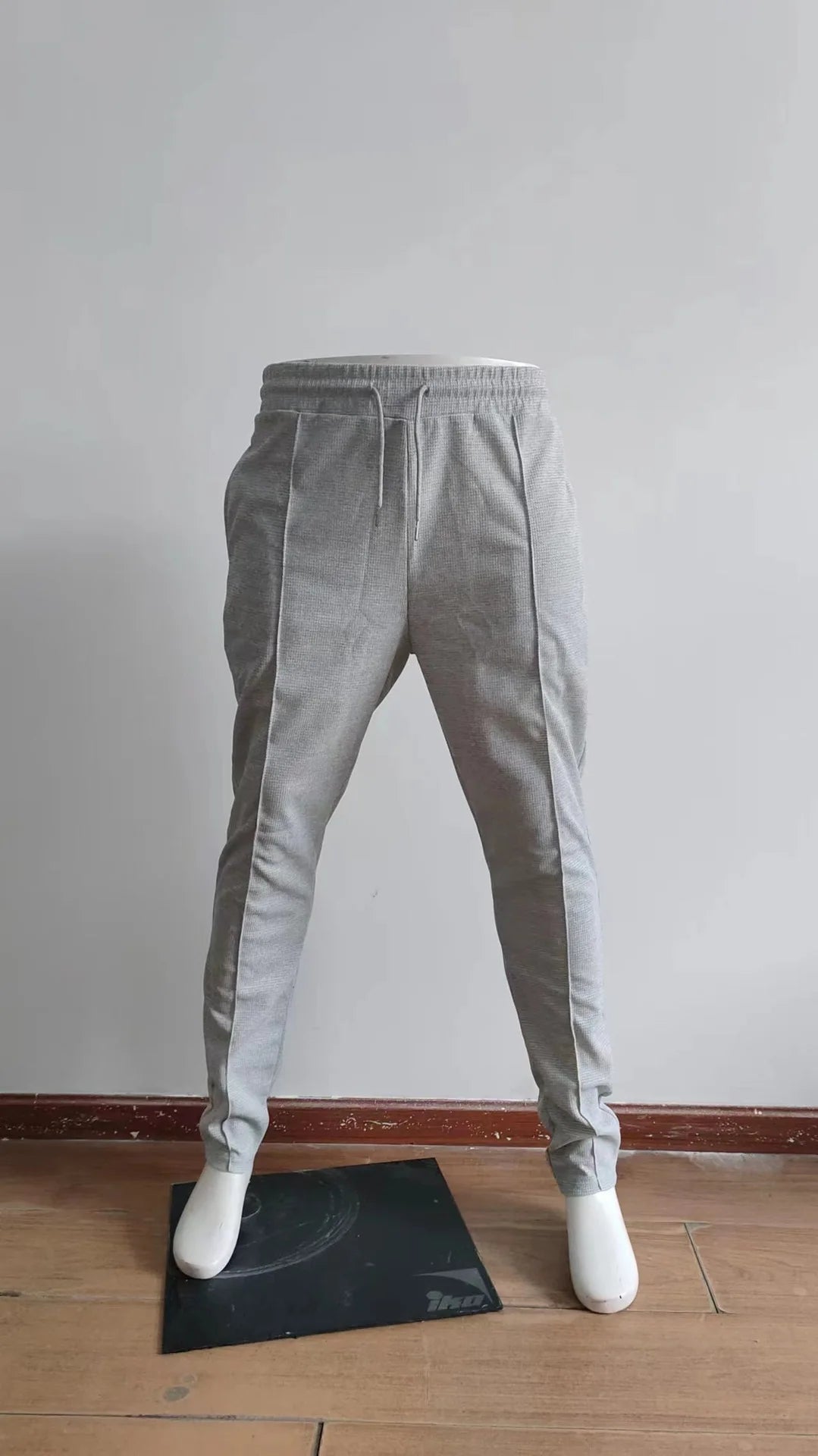 Men's Trousers waffle plaid drawstring sports pants for men Casual Loose Straight Pants