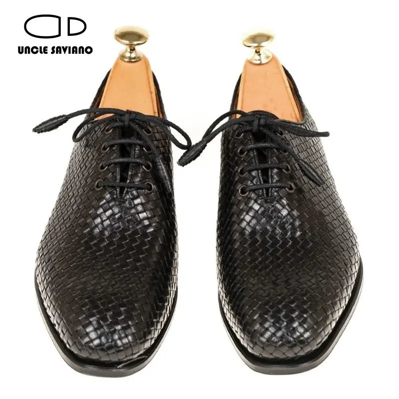Uncle Saviano Luxury Oxford Dress Men Shoes Fashion Wedding Party Best Man Shoe Woven Leather Formal Designer Shoes Men Original
