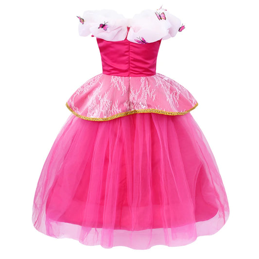 Girls Sleeping Beauty Aurora Dress Kids Butterfly Ball Gown Children Fancy Party Prom Frocks Off Shoudler Princess Costume 3-10T