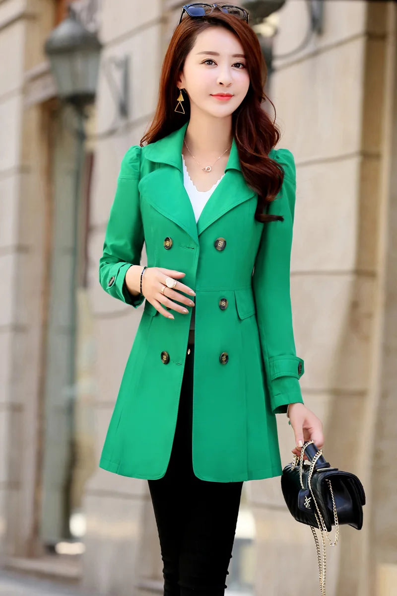 Trench Coat Women Double-Breasted Trench Coat Lace Female Autumn Casual Coats