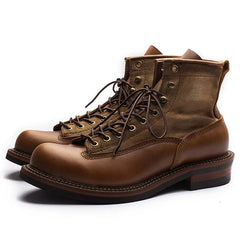 Vintage Boots For Men Winter Shoes Genuine Leather Military Boots