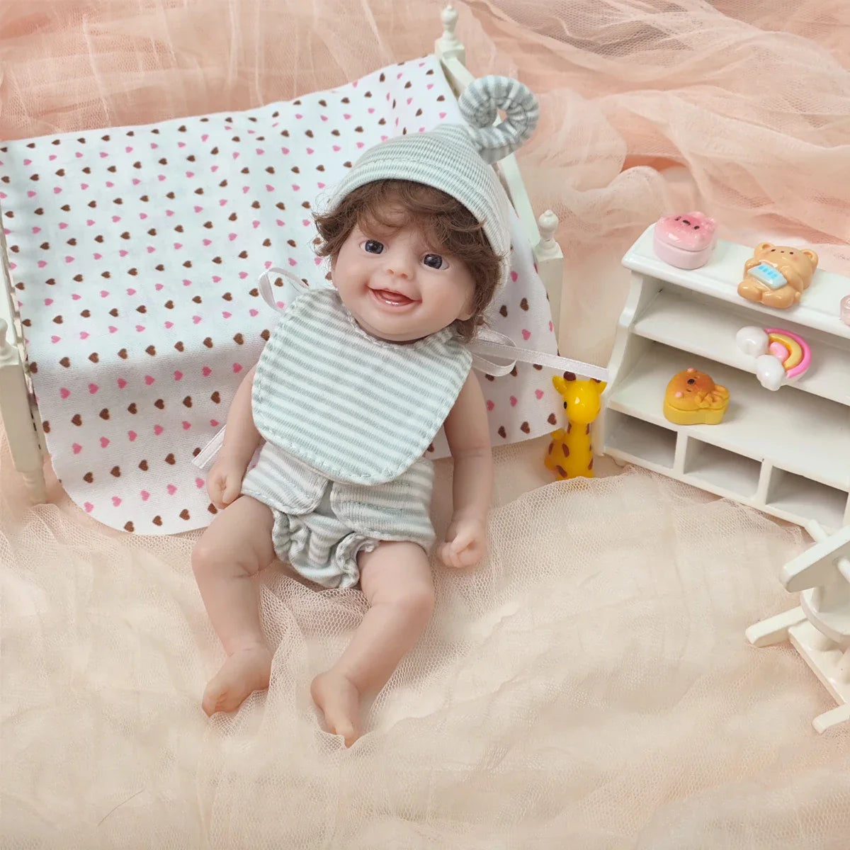 6" Micro Preemie Full Body Silicone Big Eyes  Doll "Mason" and "Mila"Lifelike Mini Reborn Bady Surprice Children Anti-Stress