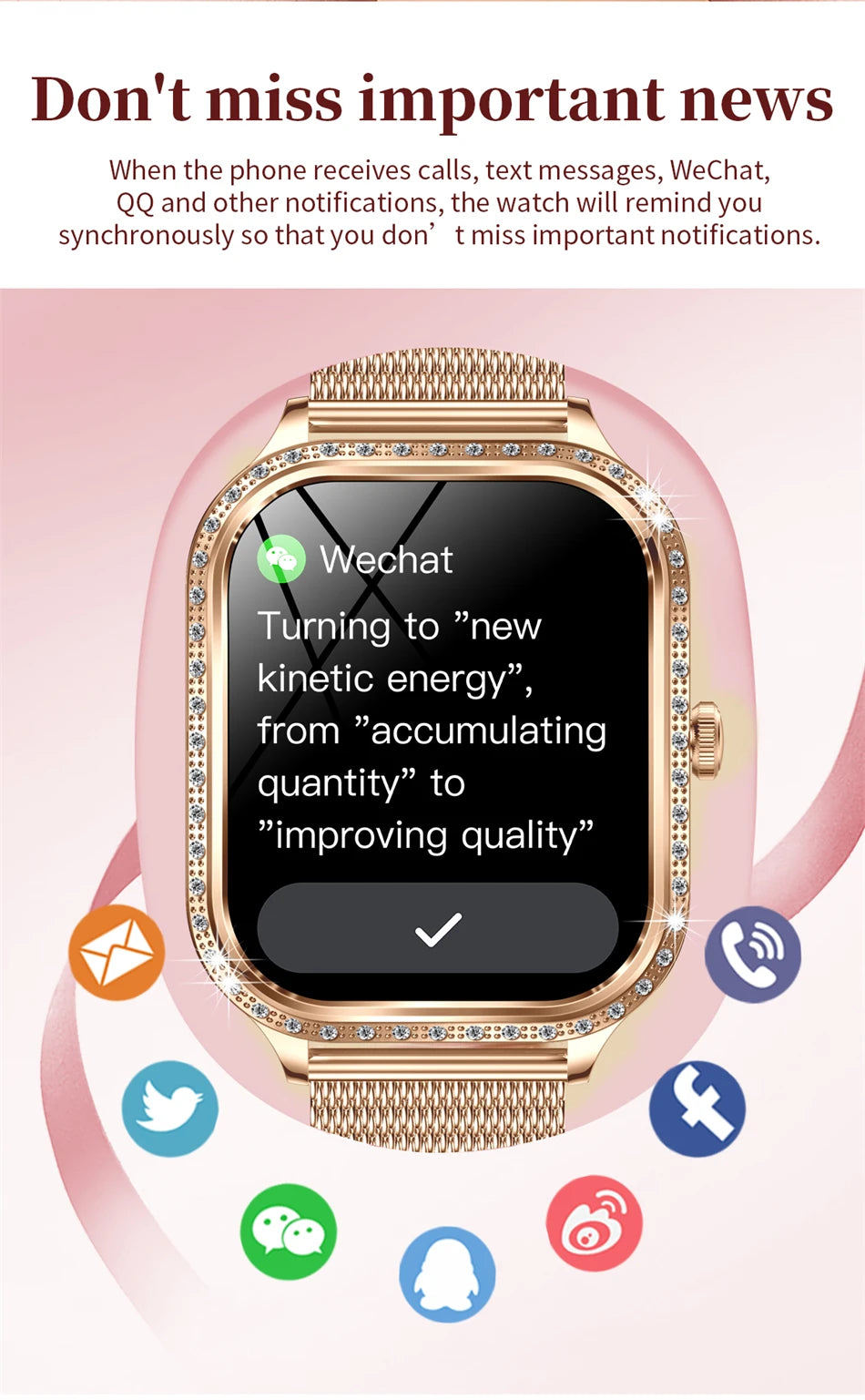 New Luxury Smart Watch Women 1.75" HD Display Heart Rate Sport Fitness IP68 Waterproof Bluetooth Call Smartwatch For Lady Gift