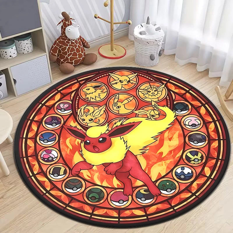 Pokemon Cartoon HD Printed Round Carpet Dropshipping Rug for Living Room Area Rug